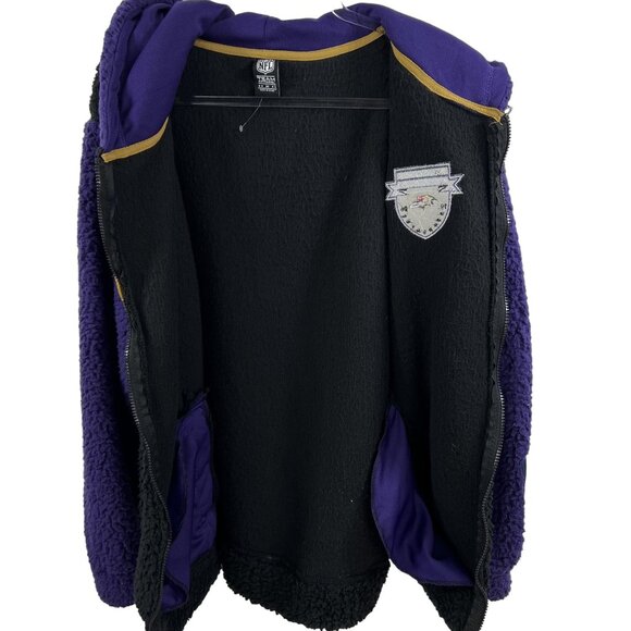 NFL Team Apparel NWT Baltimore Ravens M/L Sherpa Fleece Shacket Black Full Zip - Picture 4 of 16